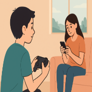 Zwei Jugendliche beim Gaming und am Handy – digitale Ablenkung im Alltag